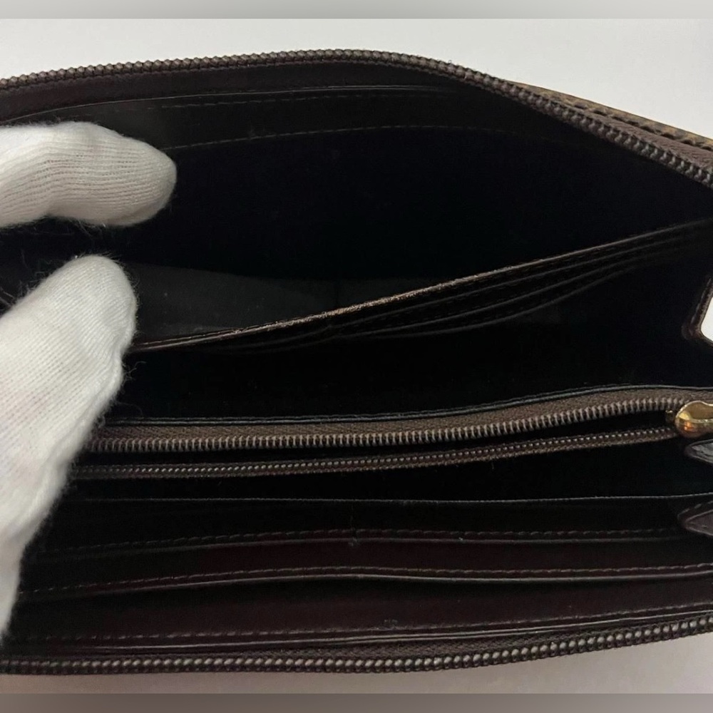 Vivienne Westwood Embossed Black Long Wallet Zip Around Gold Orb w/ Brown rimmed - Picture 15 of 15